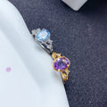 Hot Popular 925 Sterling Silver Wedding Rings for Couples Natural Topaz Two Stone 18K Gold Plated Classic Oval Cut for Parties