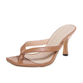 New Fine Heel Flip-flops Ladies High Heels Solid Colour Fashion Non-slip Ladies Sandals Outdoors Home Women's Shoes Walking