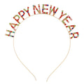 Happy New Year Headband for Women Girls New Year's Eve Party Supplies Happy New Year Hats Decorations Gifts for Men Mom Silver