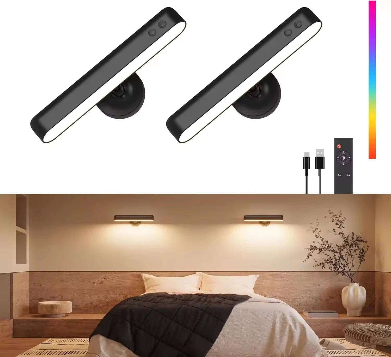 Patented Design 6000mah LED Battery Operated Lamp Dimmable Mode Wall Lights with Remote Control Light Rechargeable Wall Lamp