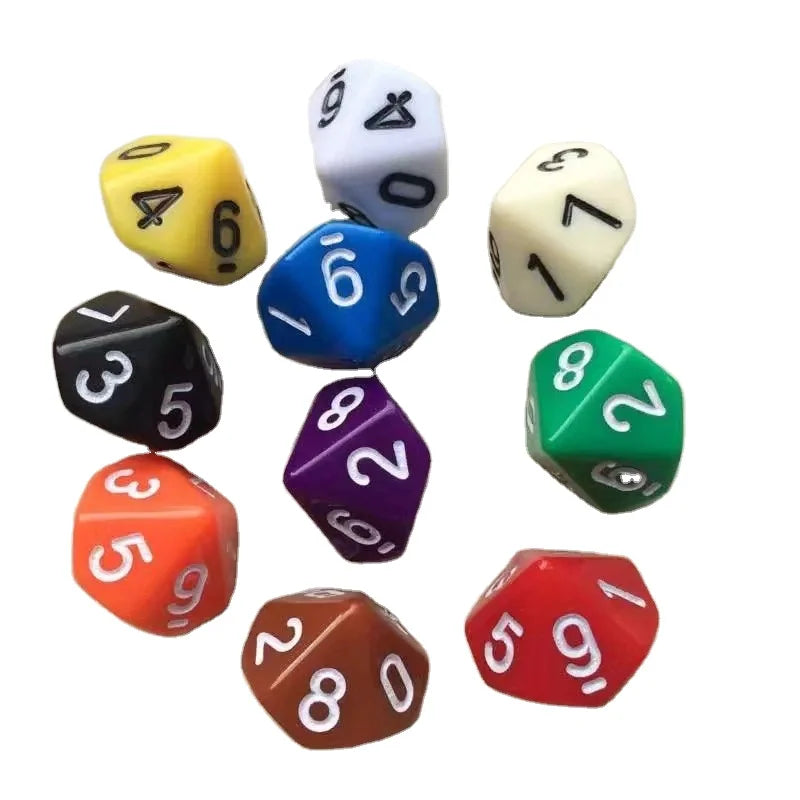 Deskjoy Polyhedral Acrylic 10-Sided Dice 16mm Size Engraved Number Dots Board Game Accessories for DND Games