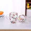 Modern Design High Borosilicate Double Wall Glass Mug Beautiful Creative Dry Flower Style 350ml Capacity Coffee Milk Back School