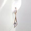 Luxury Female Crystal White Zircon Topaz Geometric Earrings Simple 925 Sterling Silver Clip on Earrings for Women