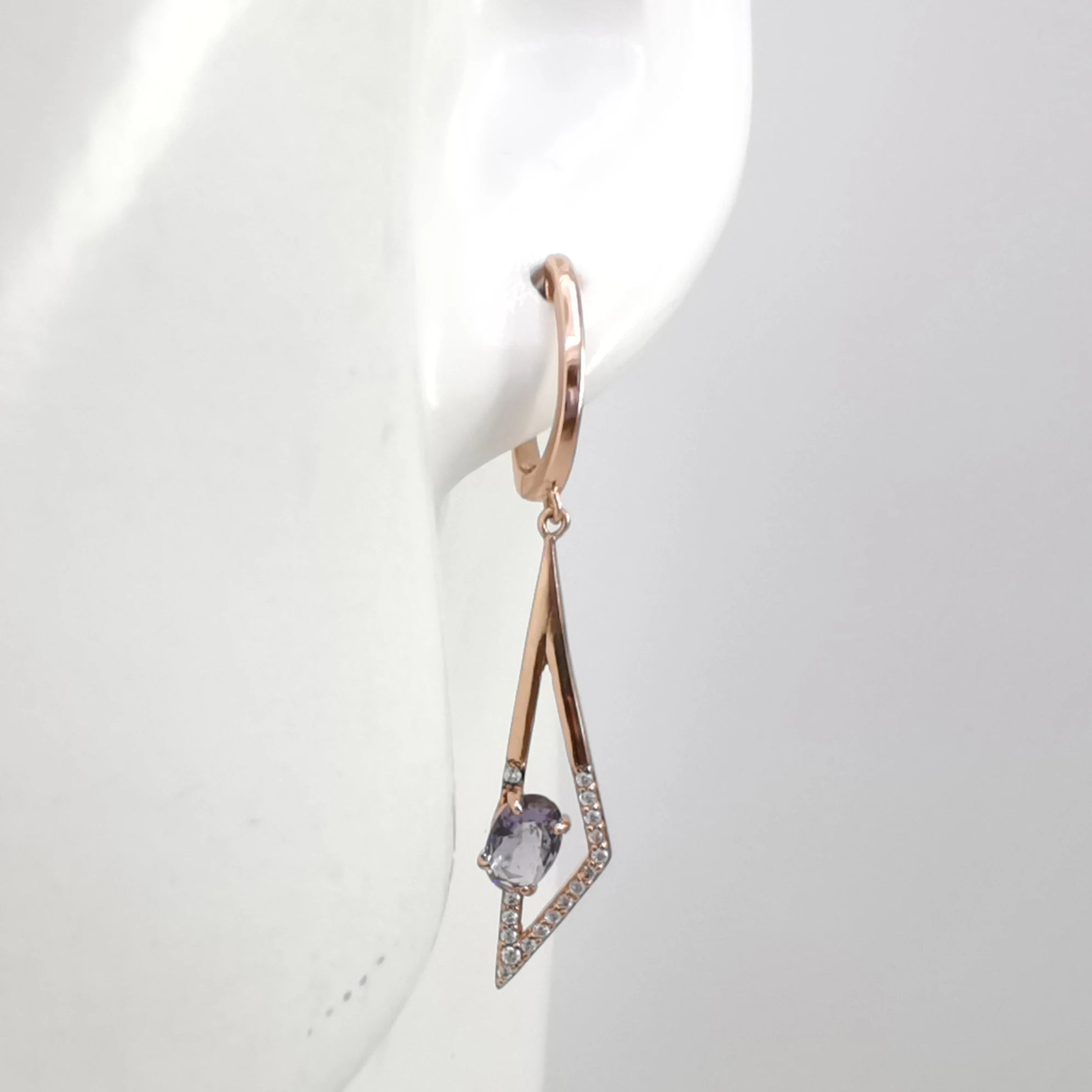 Luxury Female Crystal White Zircon Topaz Geometric Earrings Simple 925 Sterling Silver Clip on Earrings for Women