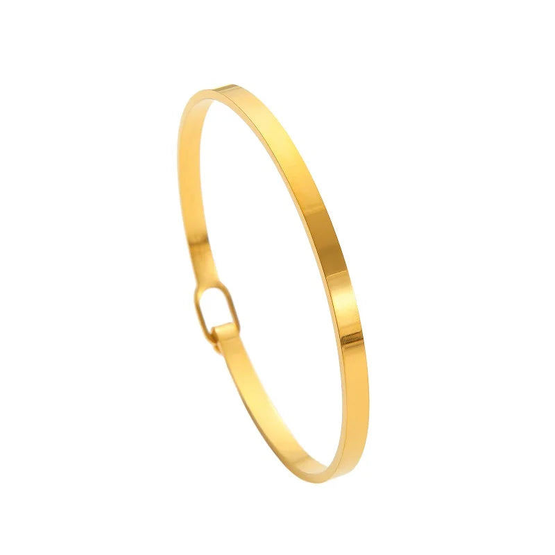 Open Arm Stainless Steel Bangles Bracelet Custom Logo Engraving 4mm Blank Flexible Women's Fashion Armband