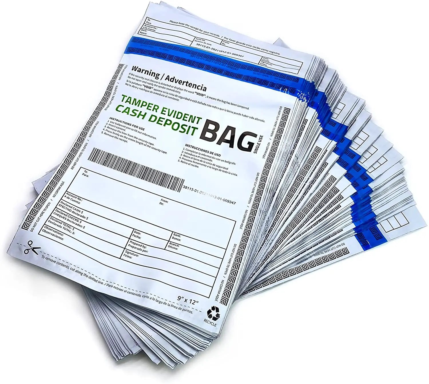 Tengen Tamper Evident Security Deposit Bags Cash Register Money Bag Pack of 100 Customized Size Self-Adhesive Opaque Film