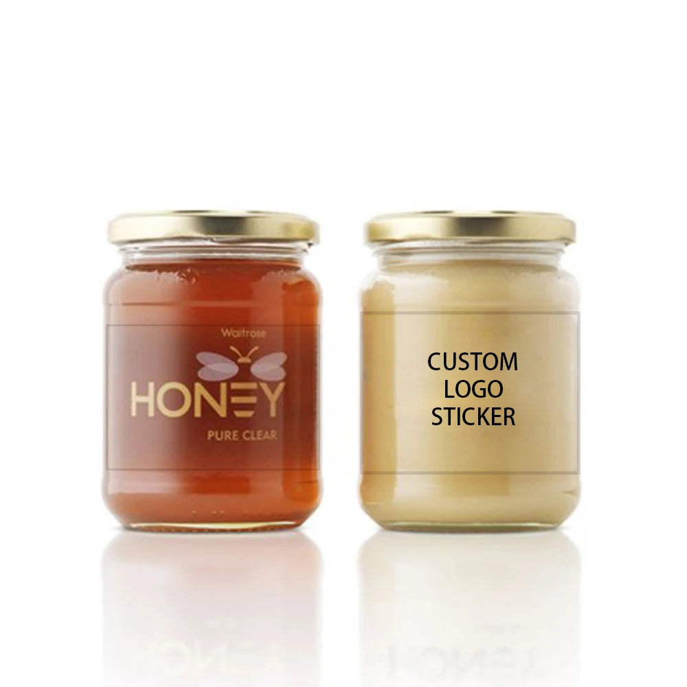 Manufacture Custom Water Resistant Paper Adhesive Food Honey Bottle Seal Clear Material Label Sticker