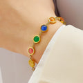 2023 New Adjustable Vintage Bracelet Colorful Cat Eye Stone Stainless Steel Chain Bracelet
