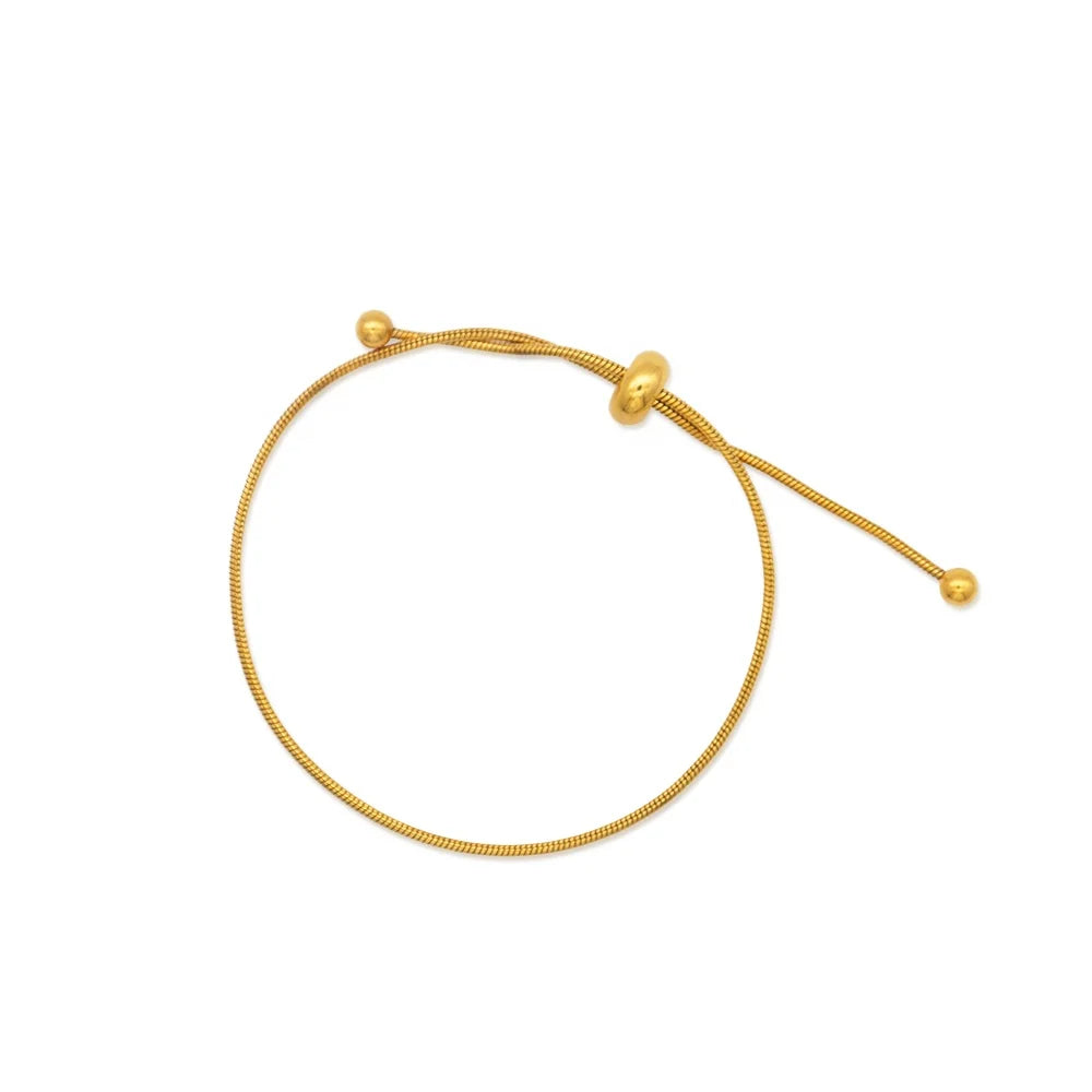 Chris April Original Design Female Pvd Gold Plated 316L Stainless Steel Simple Student Adjustable Anklet