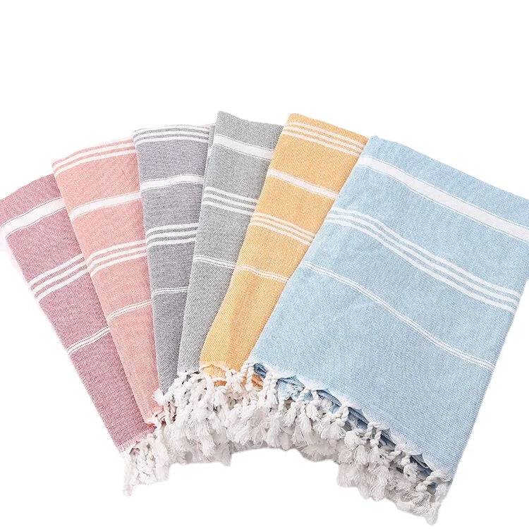 Factory Wholesale Cotton Beach Towel With Tassel Private logo