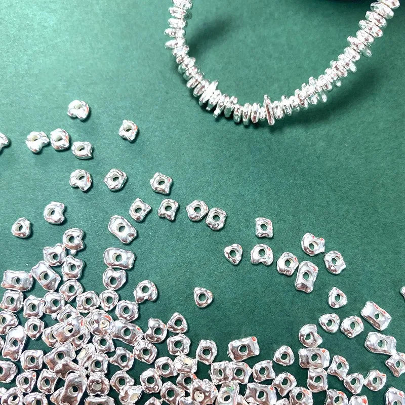 Wholesale Solid 925 Sterling Silver Irregular Loose Beads Geometric Spacer Beaded for DIY Jewelry Making