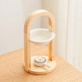 Modern Ceramic Essential Oil Warmer with Wooden Lid Portable Scented Candle Holder for Home/SPA Aromatherapy
