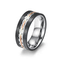 Mosaic Pattern Two-Color Black Rose Gold Stainless Steel Ring Custom Motorcycle Biker's Engagement Finger Mens Platinum Ring