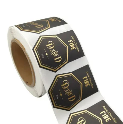 White Gold Foil Printed Self-Adhesive Cosmetic Bottle Label Sticker Rolls Durable Vinyl Material Rectangular Packaging Labels