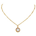 JINYOU 298 Natural Pearl Round Cast Pendant Chain Necklace for Women 18K Gold Plated Stainless Steel Collar Necklace