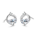 Luxury 925 Sterling Silver Sparkling Clear Spring Stud Earrings for Women Fashion Wedding Statement Earrings Jewelry