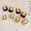 Maiou Trendy Designer Vintage Zinc Alloy Gold Plated Resin Acrylic Square Hoop Huggie Earrings for Women Jewelry