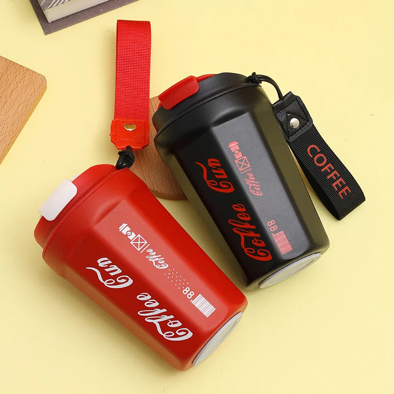 400ml double wall insulated with rope portable Ins Amazon hot type 2025 Fresh Hot Selling 304 stainless steel coffee travel mug