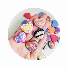 100Pcs Valentines Mini Love Hearts Resin Crafts Flatback Cabochon Ornament Jewelry Making Hairwear 22*25mm