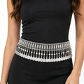 Silver Rhinestone Coin Tassel Body Chain Dancing Rhinestone Belly Chain Waist Belt Chains for Women