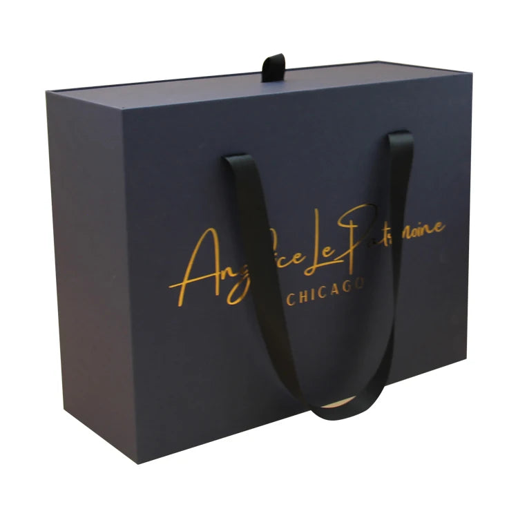 Luxury Printing logo Paper Box Designs Packaging Custom Wig Drawer Box Packaging with Ribbon