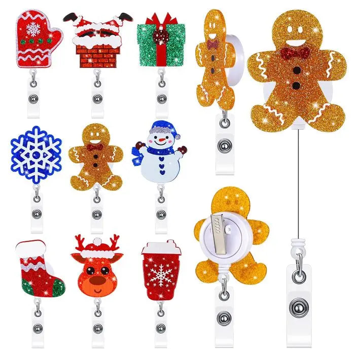 2025 Christmas Office Nurse Gifts Glitter Acrylic High Quality Custom Design Badge Reels Wholesale PinGlory Environmentally
