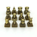 Hot Sale CA549 a Set of 12 Antique Twelve Zodiac Brass Seals Imitated Pure Copper square Seal Crafts