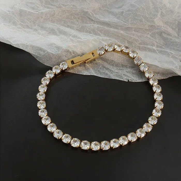 Luxury Cz Tennis Bracelet Stainless Steel Non Tarnish Fine Jewelry