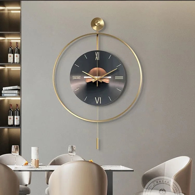 50X72.5CM With Pendulum Large Metal Art Design Silent Decorative Living Room Iron Wall Clocks Home Decor Hanging Watch