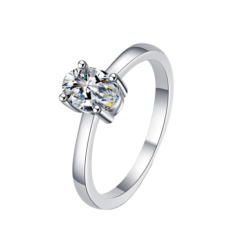 D Color Luxury 925 Sterling Silver Vvs1 Pigeon Egg Shape 1CT Moissanite Rings  Engagement Rings for Women Gifts