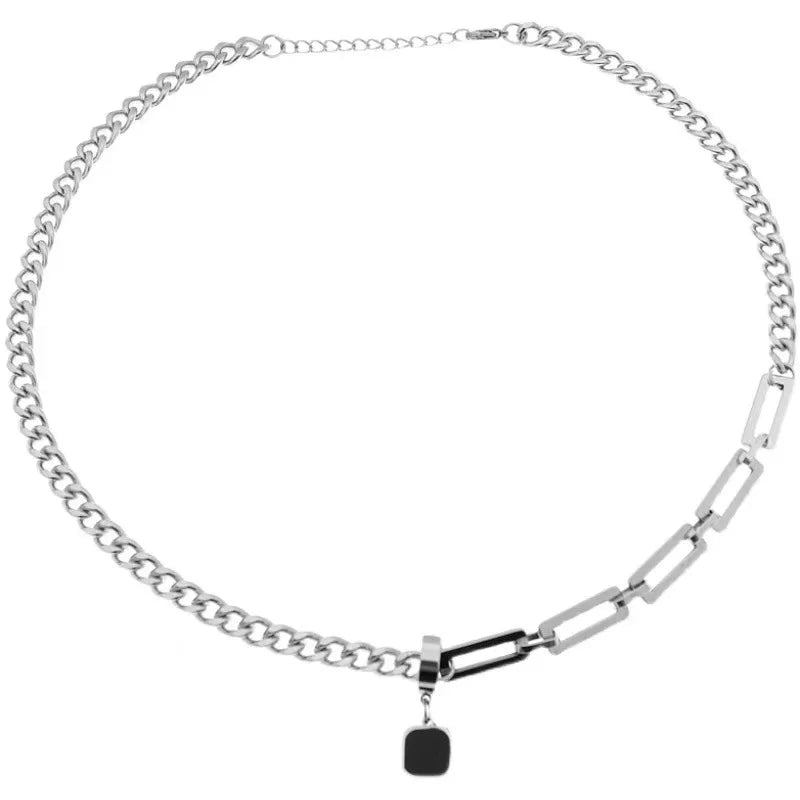 Men's Hip-Hop Titanium Steel Clavicle Chain Necklace Personalized Design with Detachable Cross Stainless Steel Sweater Chain