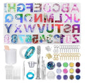 Alphabet Resin Mold Set Letter Casting Silicone Mold DIY Letter Earring Pendant Ornament Making with Accessories MegaBDM