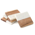Creative Square Acacia Wood and Marble Coasters for Tea Coffee Drinks Marble Wood Coaster Set for Bar Home