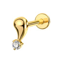 Toposh F136 Hypoallergenic Titanium Gold Plated Flat Back Stud G23 Fit Earrings Tragus Cartilage Helix Conch Labret Piercing