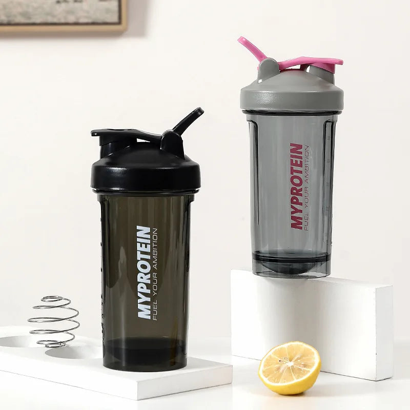 600ml Sports Plastic Shaker Cup High Temperature Resistant Scale Fitness Water Cup Portable Portable Shake Protein Powder Cup