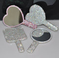 2026 Hot Sale Luxury Handheld Diamond-Shiny Silver Finish Cosmetic Makeup Mirror Private Label Personalized