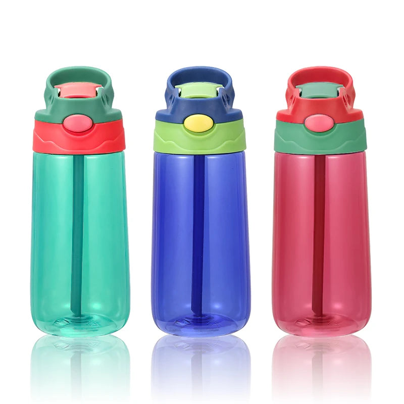 450ml Plastic Kids Bottle Feeding Portable Cups With Straw Drinking Bottle with Handle Kids Bottle