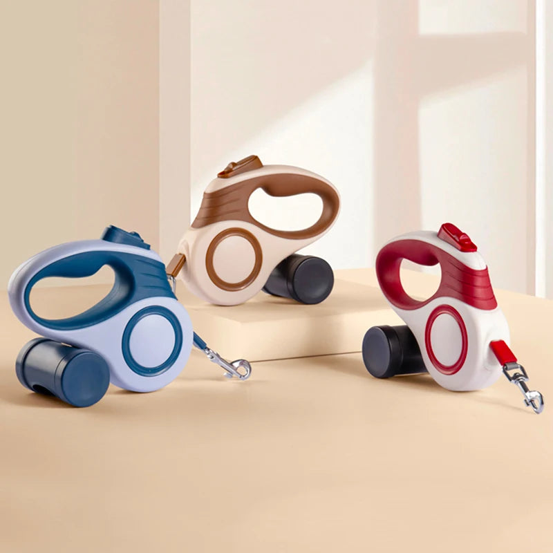 Wholesale Custom ABS Brake Retractable Dog Leash TPE Poop Bag Dispenser LED Light up Pet Leash for Dog Walking