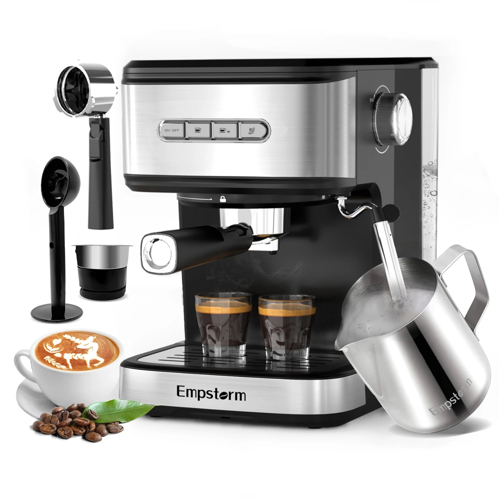 For Empstorm 20bar Pump Espresso Coffee Machine Commercial Household Intelligent Brewing System Electric Available for Wholesale