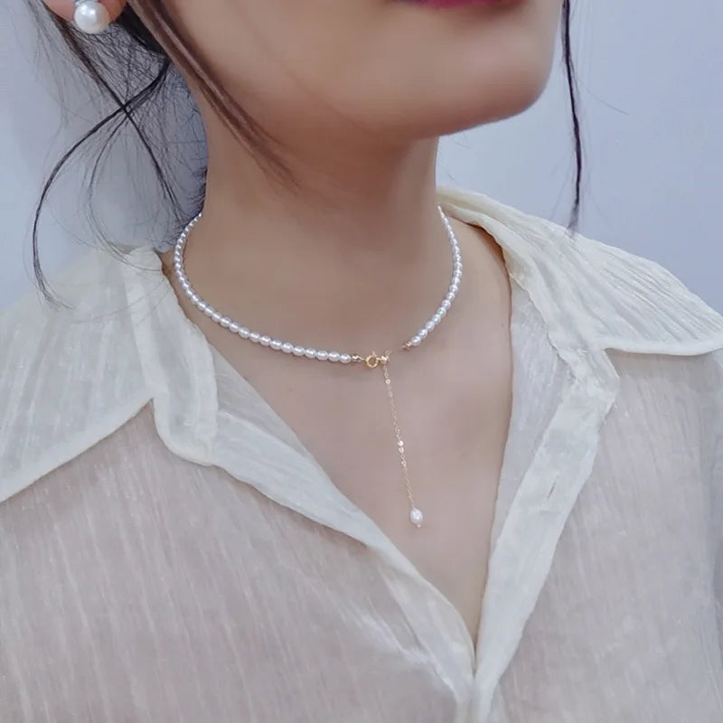 Wholesale 14K Gold-Filled 3A 4-5mm Small White Freshwater Pearl Beaded Necklaces for Women Perfect Gift