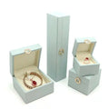 Wholesale Personalized Baby Blue Leatherette Fine Luxury Jewelry Smart Ring Packaging Rings Boxes Italian With Logo