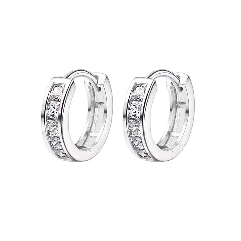 Factory Directly Wholesale Design Jewelry Zircon Filled Dainty Geometric  Silver Hoop Earring