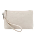 Travel Portable Calico Cotton Canvas Cosmetic Toiletry Bag with Printed Logo Custom Natural Removable Wrist Strap Zipper Pouch