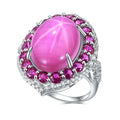 C4028R Non-oxidation Jewelry Trendy Design Oval Cats Eye Lab Star Ruby Gemstone Rhodium Plated 925 Silver Ladies Ring