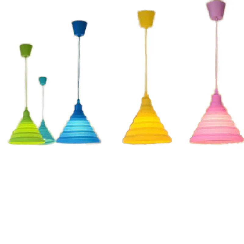 LED Foldable Silicone Lampshade Pendant Light Chandelier for Kitchen Living Room Bedroom Study Dining Room