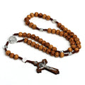 Religious Jesus Catholic Rosary Beads Cross Crucifix Christian Necklace Wooden Rosary Virgin Mary Necklace Communion Gifts