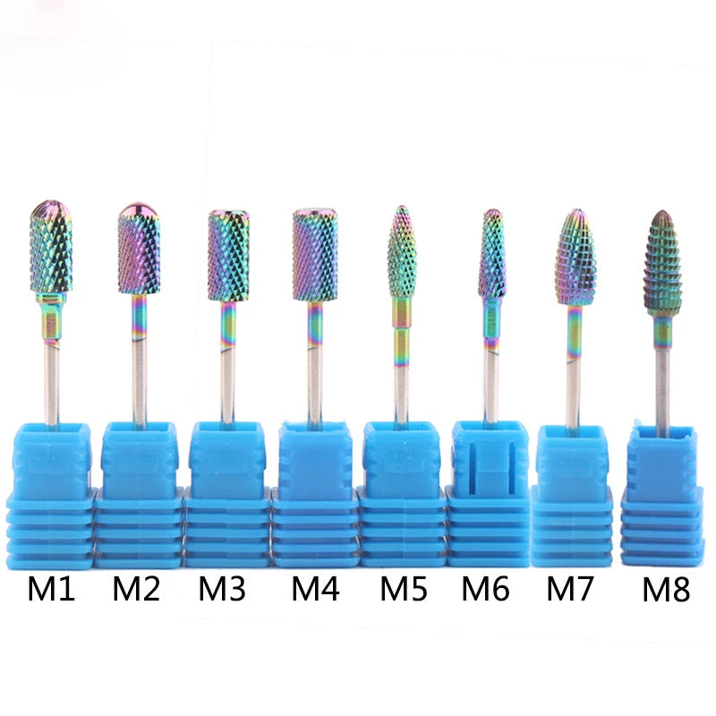 Nail Art Tools Manicure Grinding Nail File Drill Bit Colorful Tungsten Carbide Head Alloy 8 Different Shapes Acrylic Nail Tips