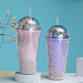 Rainbow Bubble Straw Cups With Logo Large-Capacity Juice Creative Double-Layer Plastic Cup Suppliers