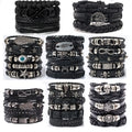 Punk Multilayer Antique Leather Bracelet Set Skull Star Spike Charm Hiphop Rock Y2K Vintage Pu Gothic Wristband Men Goth Jewelry