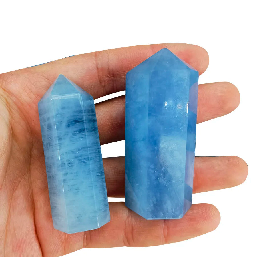 Wholesale Blue Gemstone Small Tower Natural Aquamarine Tower Blue Crystal Point 3 - 7 cm Length 15 - 70 g